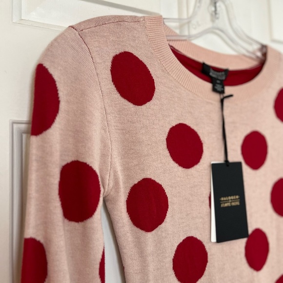 SOLD🥤 Halogen Polka Dot Sweater XS NWT Pink Red Riverdale - Picture 4 of 14